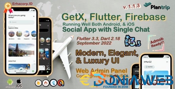 PlanTrip - Social Flutter v.3.3 Full App with Chat | Web Admin Panel | Google Admob