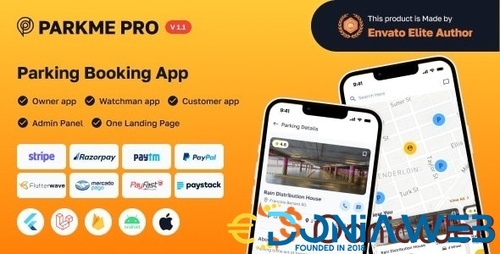 More information about "ParkMePRO - Flutter Complete Car Parking App with Owner and WatchMan app"