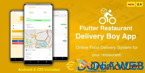 Flutter Restaurant Delivery Boy App for iOS and Android ( 2.4 )