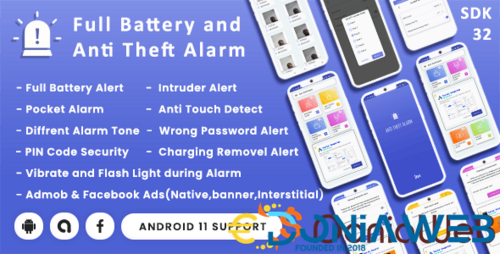 More information about "Full Battery and Anti Theft Alarm with Pocket Alert, Intruder & Wrong Password Alert(android11)"