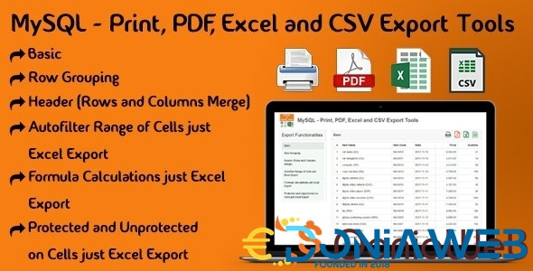 MySQL - Print, PDF, Excel and CSV Export Tools