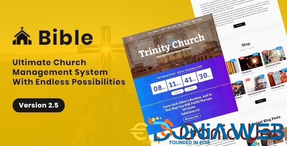 Bible - Church Management System With Shop, Donation, Sermon, Blog, Event, Role, Attendance & More