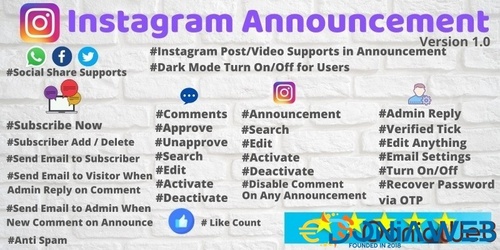 More information about "Instagram Announcement PHP Script with Admin Panel"