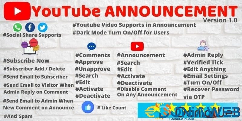 Youtube Announcement PHP Script with Admin Panel