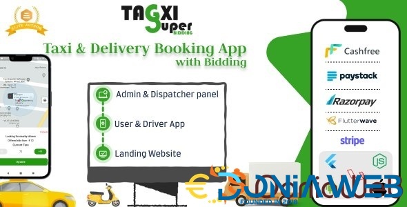 Tagxi Super Bidding - Taxi + Goods Delivery Complete Solution With Bidding Option