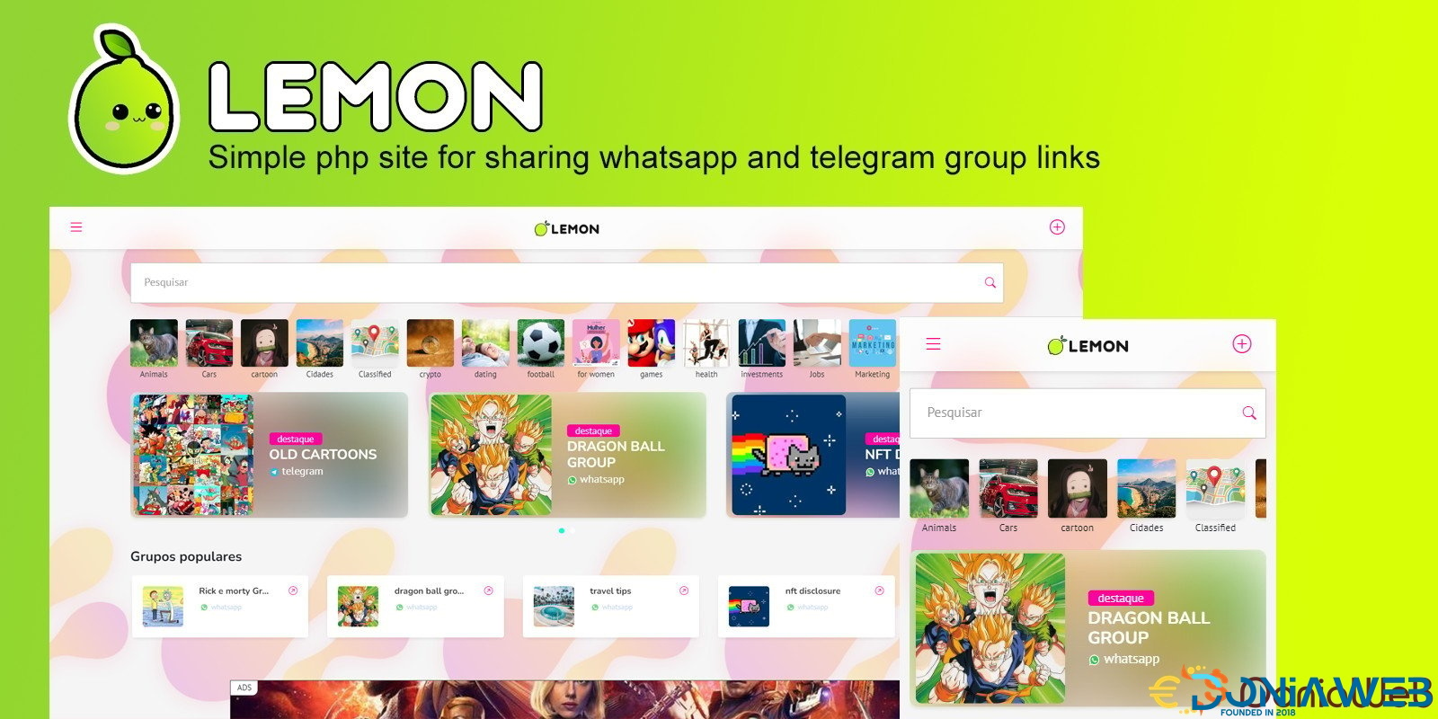 Lemon - Share Whatsapp And Telegram Groups