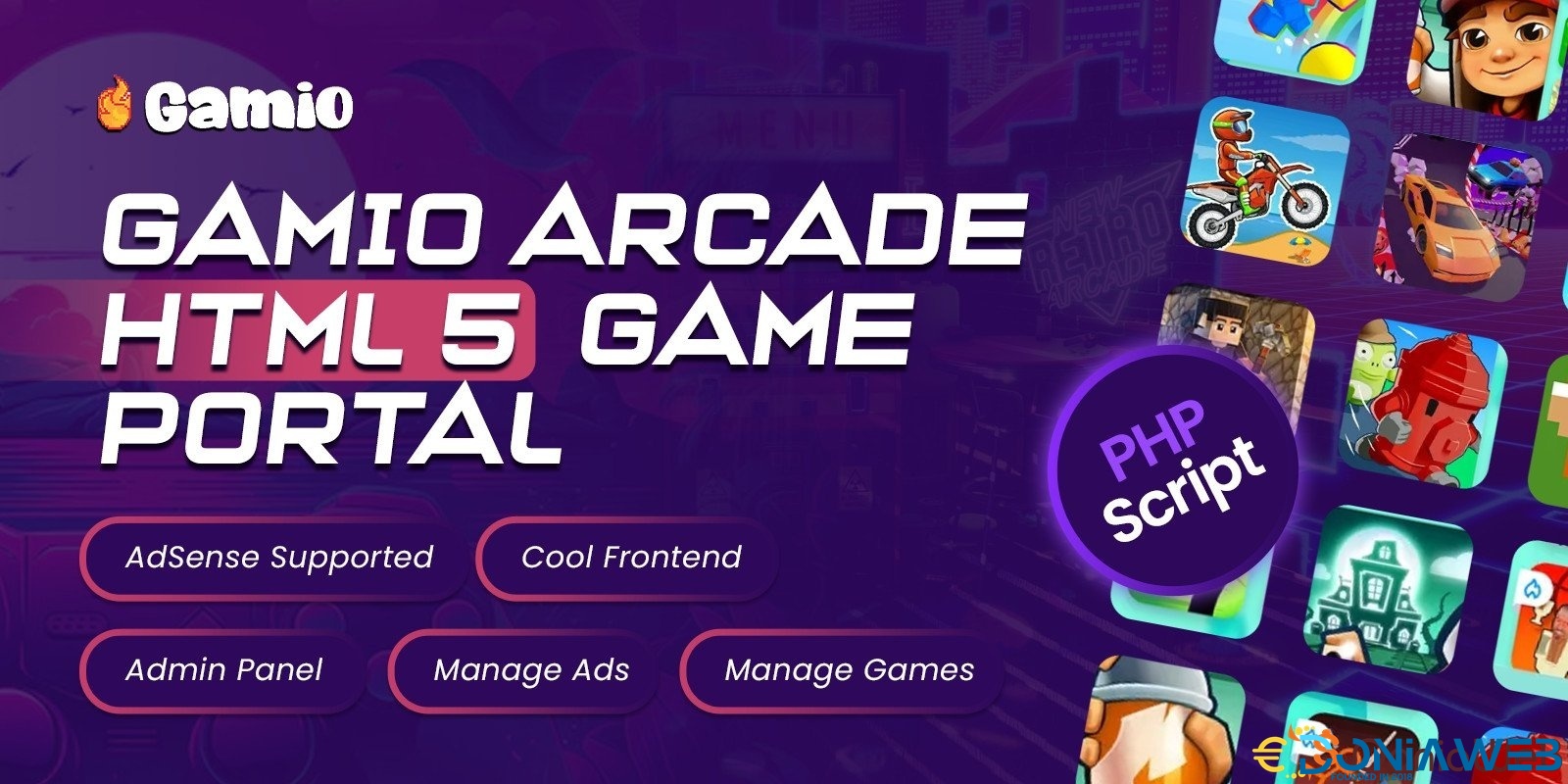 Gamio Arcade HTML 5 Game Portal PHP Script