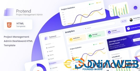 Protend - Project Management Admin Dashboard HTML Template