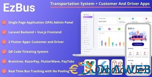 More information about "EZBus - Transportation Management Solution - Two Flutter Apps + Backend + Admin panel"