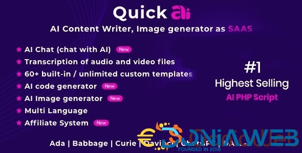 QuickAI OpenAI - ChatGPT - AI Writing Assistant and Content Creator as SaaS