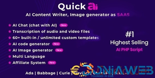 More information about "QuickAI OpenAI - ChatGPT - AI Writing Assistant and Content Creator as SaaS"