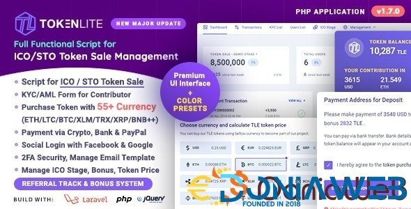 TokenLite - ICO / STO Token Sale Management Dashboard - ICO Admin Script