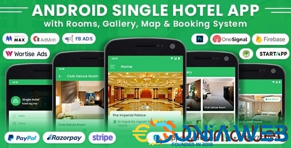 Android Single Hotel Application with Rooms, Gallery, Map & Booking System