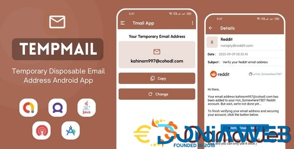 TempMail - Temporary Disposable Email Address App with AdMob Ads