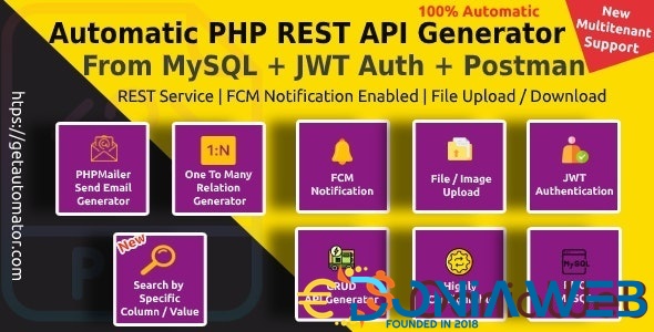 Automatic PHP REST API Generator + Postman Docs from MySQL Database With JWT Token Authentication