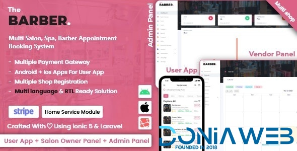 Multi Salon, Spa, Barber Appointment Booking System | Adminpanel | Salon Owner Panel - saas + Addons