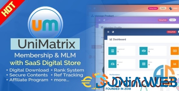 UniMatrix - Membership and MLM Script with SaaS Digital Store