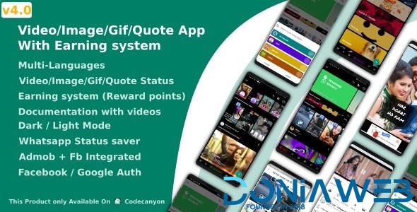 Video/Image/Gif/Quote App With Earning system (Reward points)