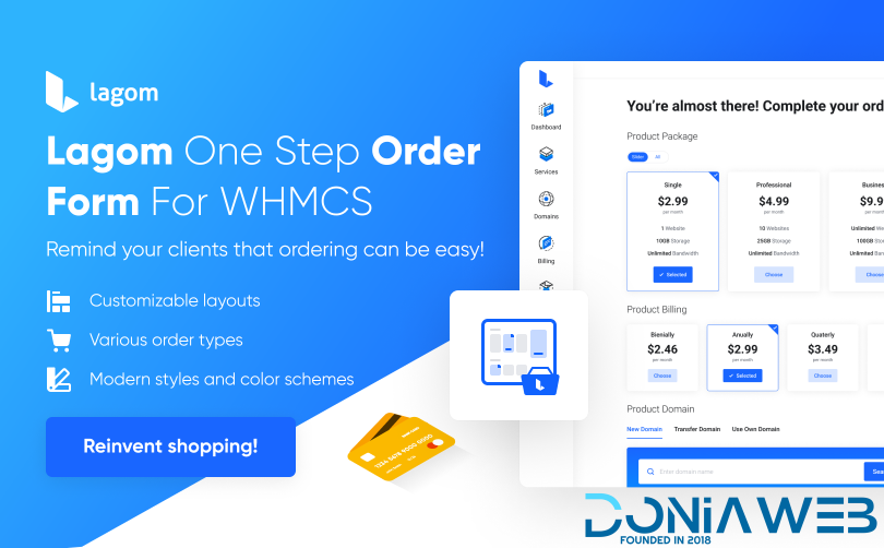 Lagom One Step Order Form For WHMCS