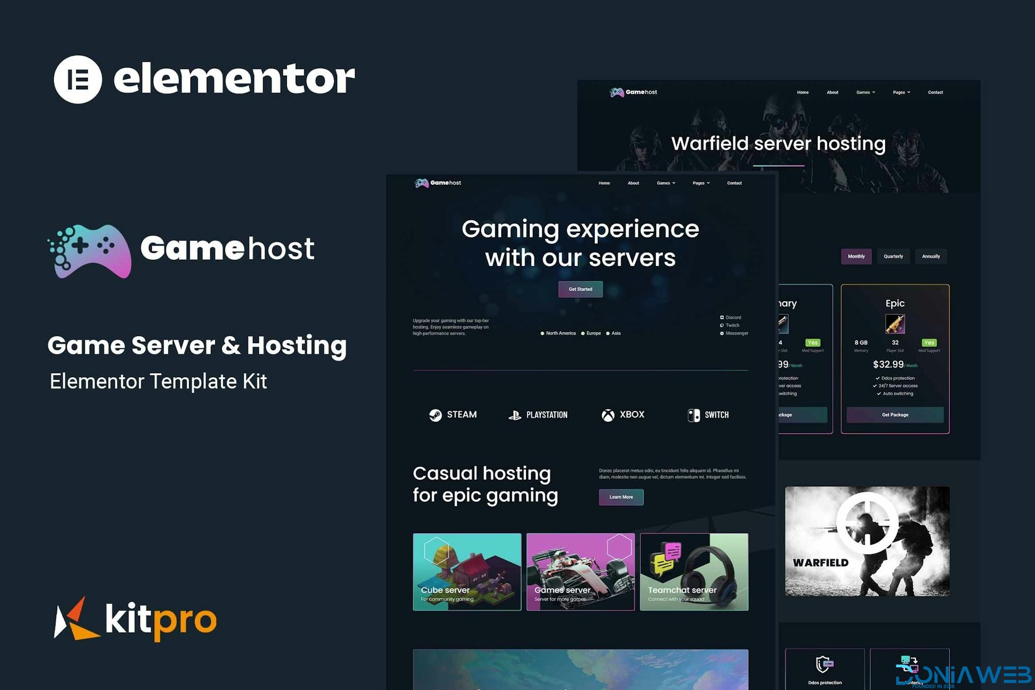 Gamehost - Game Server & Hosting Elementor Template Kit