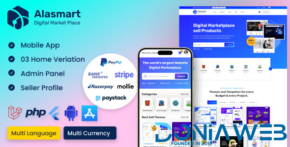 Alasmart - Digital Products Buy Sell Marketplace App with Admin Panel