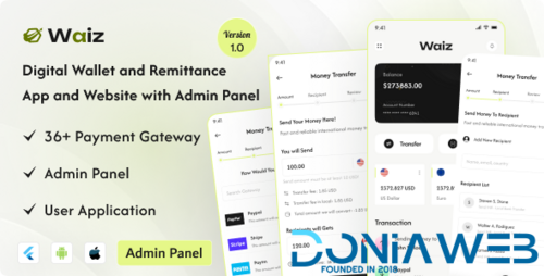 More information about "Waiz - Digital Wallet and Remittance App and Website with Admin Panel"