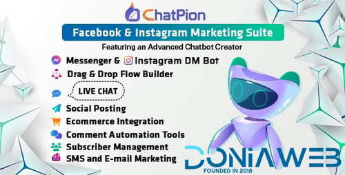 More information about "ChatPion: AI Chatbot for Facebook, Instagram, eCommerce, SMS/Email & Social Media Marketing (SaaS)"