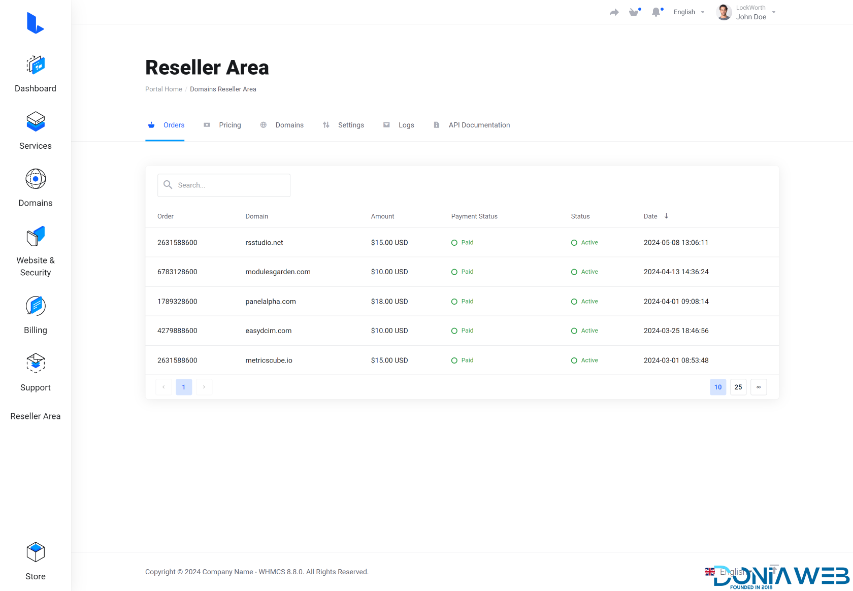 Module Integrations - Domains Reseller for Lagom WHMCS