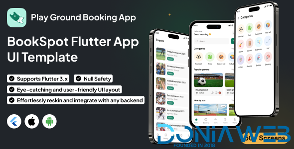 BookSpot UI Template | Play Ground Booking App | Flutter | Easy Sports Venue Reservations App