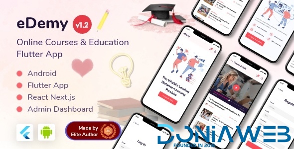 eDemy - LMS Education & Online Courses Flutter App + React Next Dashboard