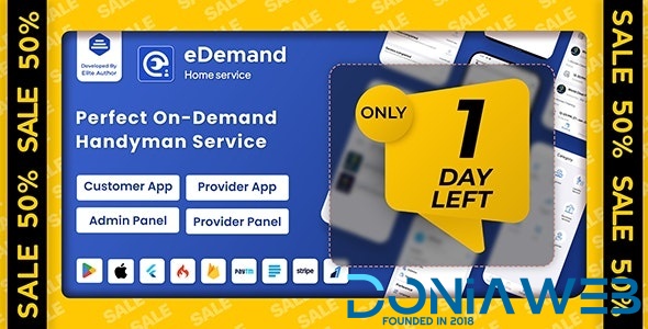 eDemand - Multi Vendor On Demand Handy Services, Handyman with Flutter App & Admin Panel