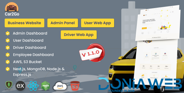 Car2Go - One Stop Ride Share Platform | User Web App | Driver Web App | Admin Panel (MERN)