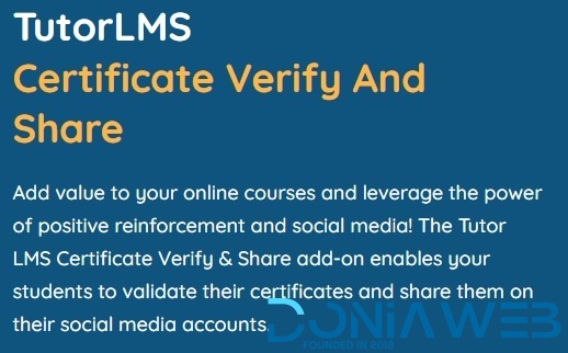 TutorLMS Certificate Verify And Share