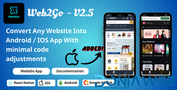 Web2Go - Website to React Native IOS Android App | Convert Website into App | Website to IOS App