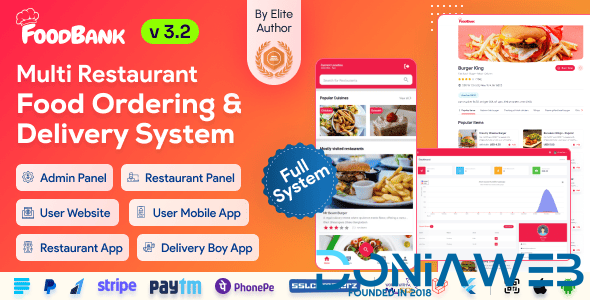 FoodBank Multi Restaurant - Food Delivery App | Restaurant App with Admin & Restaurant Panel