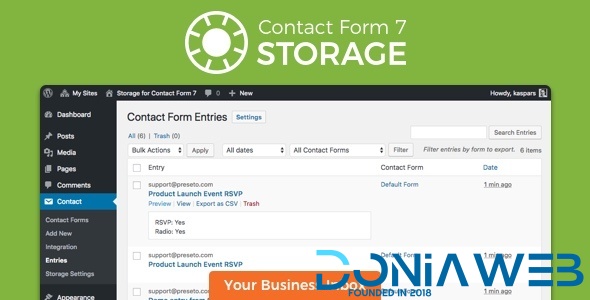 Storage for Contact Form CF7 WordPress Plugin