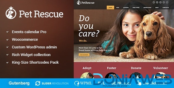 Pet Rescue - Animals and Shelter Charity WP Theme