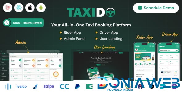 Taxido - InDrive | Grab | Uber Clone | Taxi Booking with Cab | Rental | Bidding | Parcel