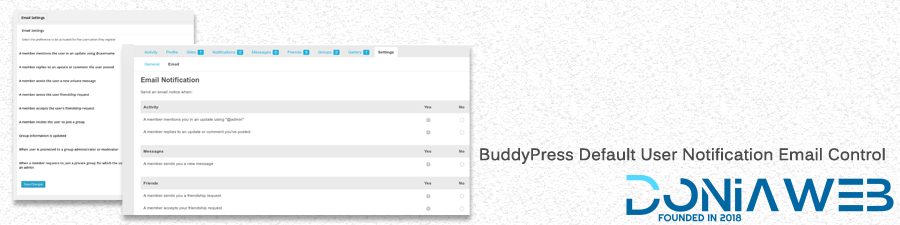 BuddyPress Default Email Notification Settings Control