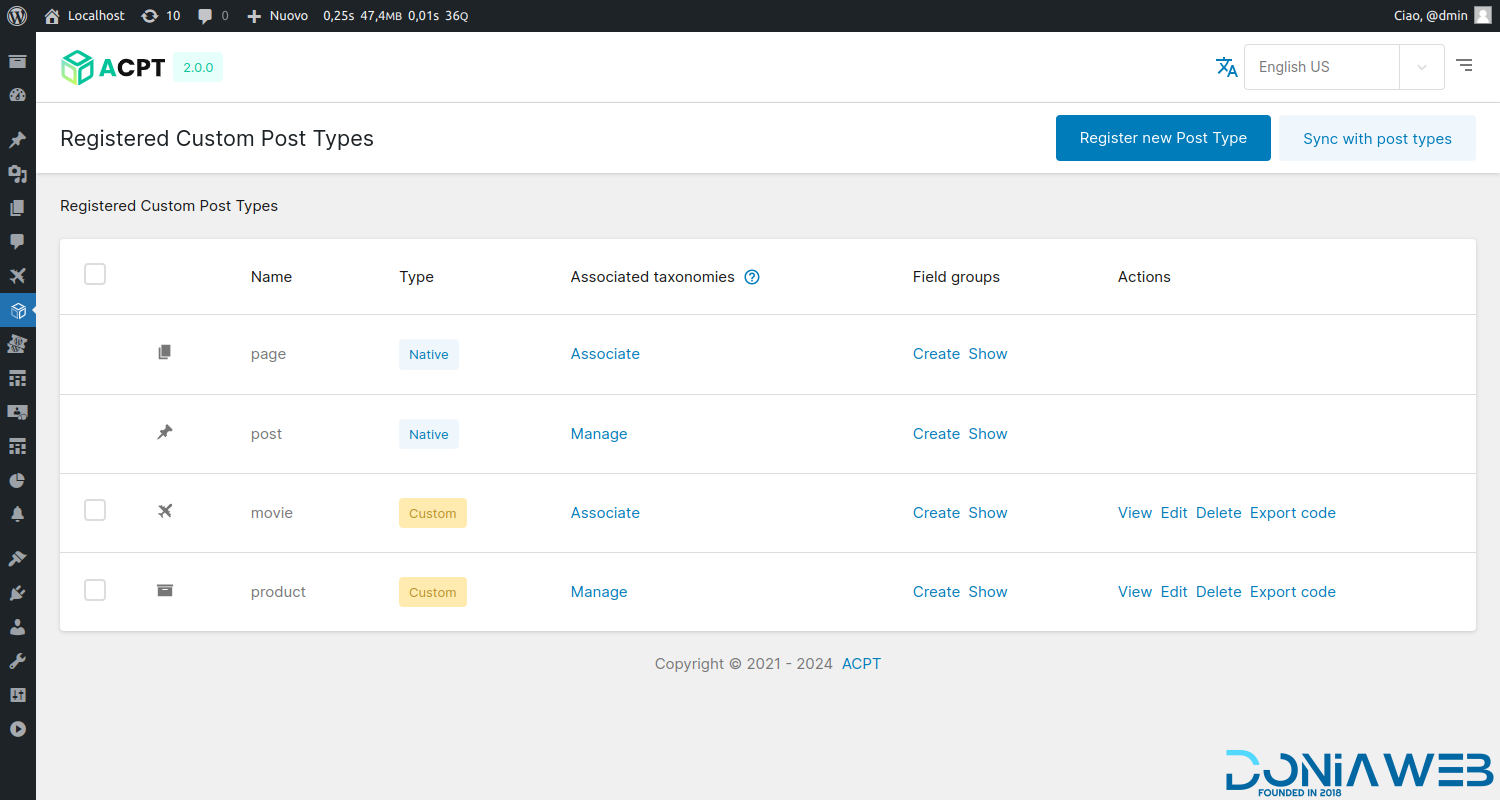 ACPT - Custom post Types Plugin for Wordpress