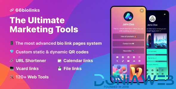 66biolinks - Bio Links, URL Shortener, QR Codes & Web Tools (SAAS) [Extended License]
