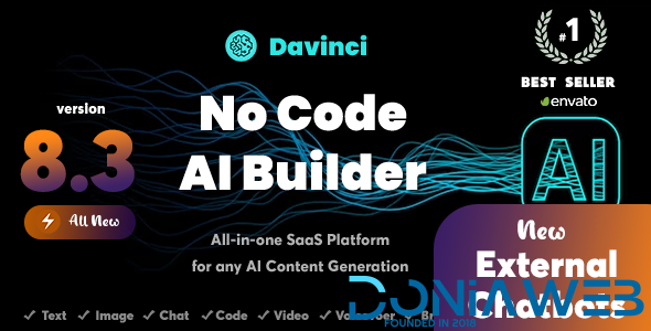 DaVinci AI - OpenAI Content, Text, Image, Voice, Chat, Code, Transcript, and Video Generator as SaaS