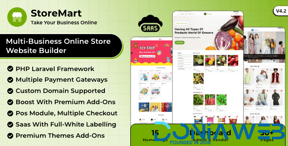StoreMart SaaS - Online Product Selling SaaS Business Website Builder