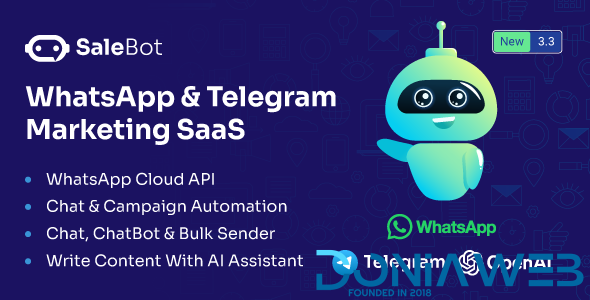 SaleBot - WhatsApp And Telegram Marketing SaaS + Addon + Flutter App for Android and iOS [Extended License]