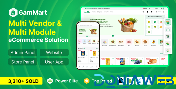 6amMart - Multivendor Food, Grocery, eCommerce, Parcel, Pharmacy delivery app with Admin & Website