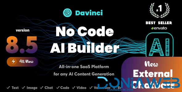 DaVinci AI - OpenAI Content, Text, Image, Voice, Chat, Code, Transcript, and Video Generator as SaaS