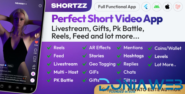 Shortzz : Short Video App Flutter Script With Admin Panel | Android | iOS | Tiktok Clone | Full App