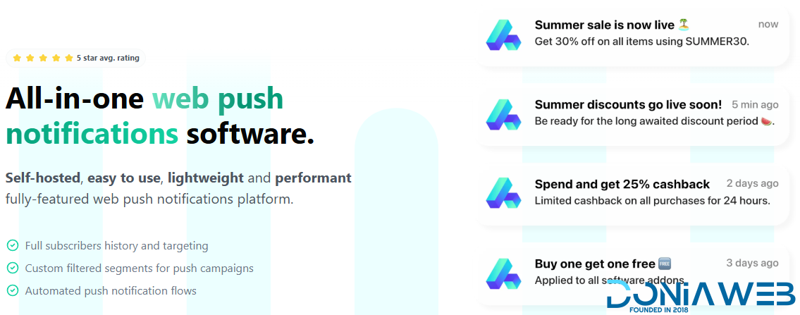 66pusher - Web push notifications software